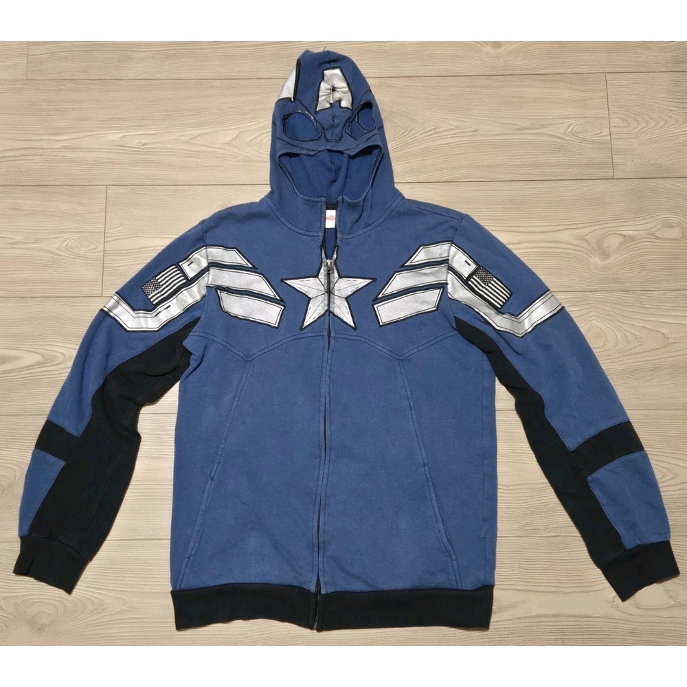 Marvel Captain America Winter Soldier Full Zip Hoodie Mask Mens Medium Jacket